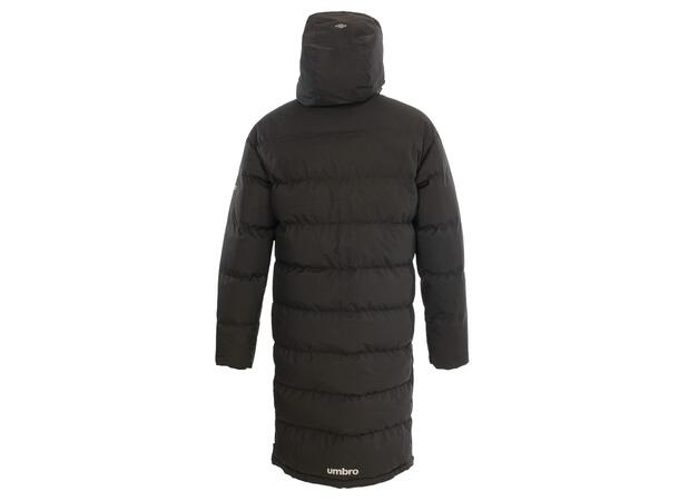 UMBRO Long Coach Jacket Sort XS Funksjonell lang vattert klubbjakke 
