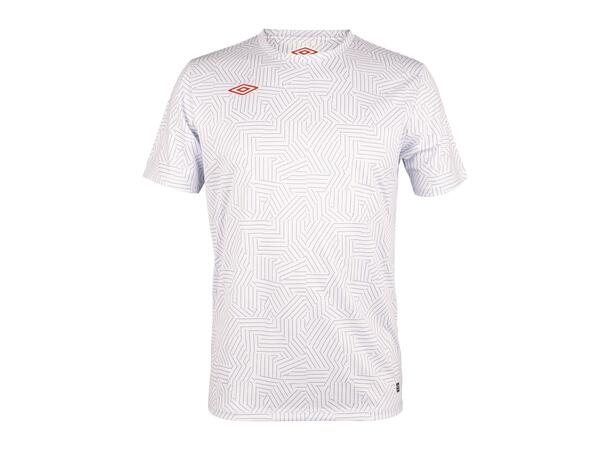 UMBRO Pre Match Tee Hvit XS Resirkulert sublimert trenings t-skjorte 