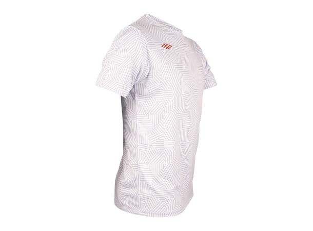 UMBRO Pre Match Tee Hvit XS Resirkulert sublimert trenings t-skjorte 