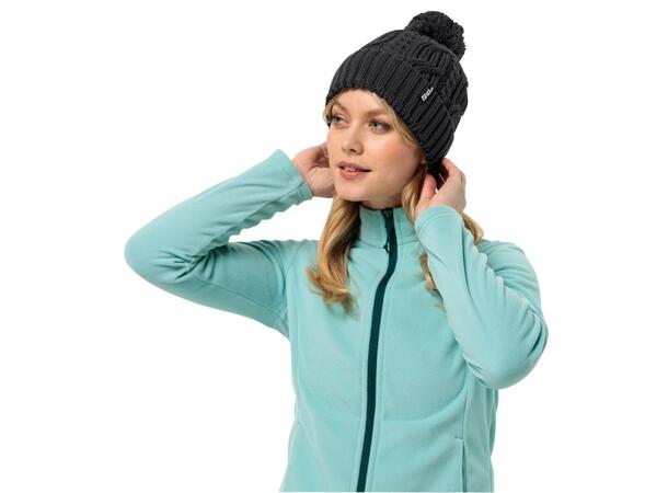 JW Pompom Beanie Sort OS Jack Wolfskin vindtett strikkelue 